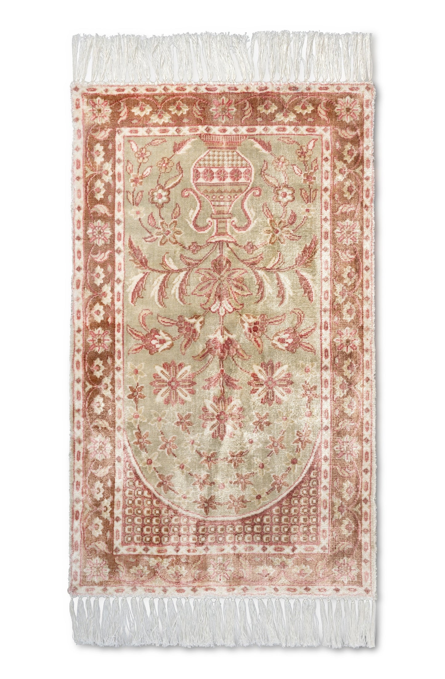 Light Gold & Mocha Handmade Viscose Prayer mat