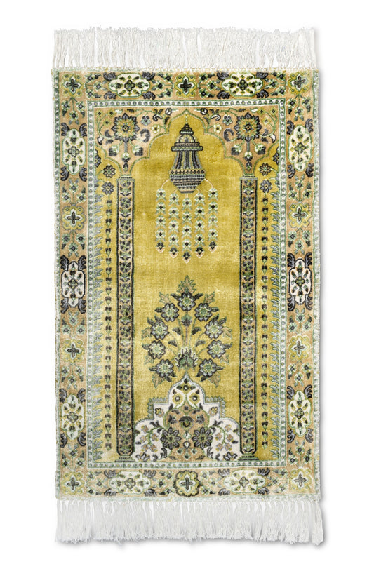 Medium Gold Viscose Islamic Prayer Rug