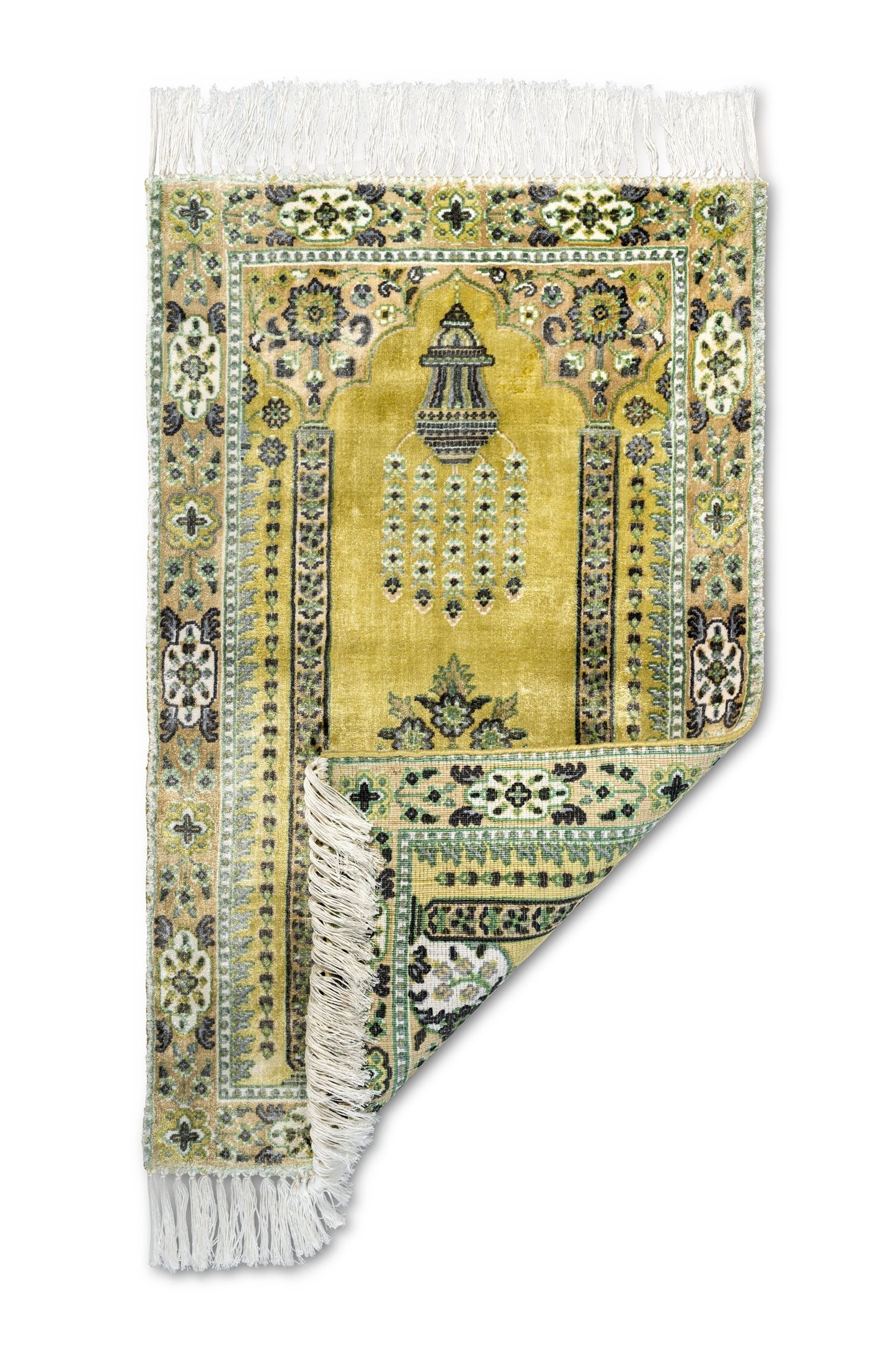 Gold Viscose Islamic Prayer Rug