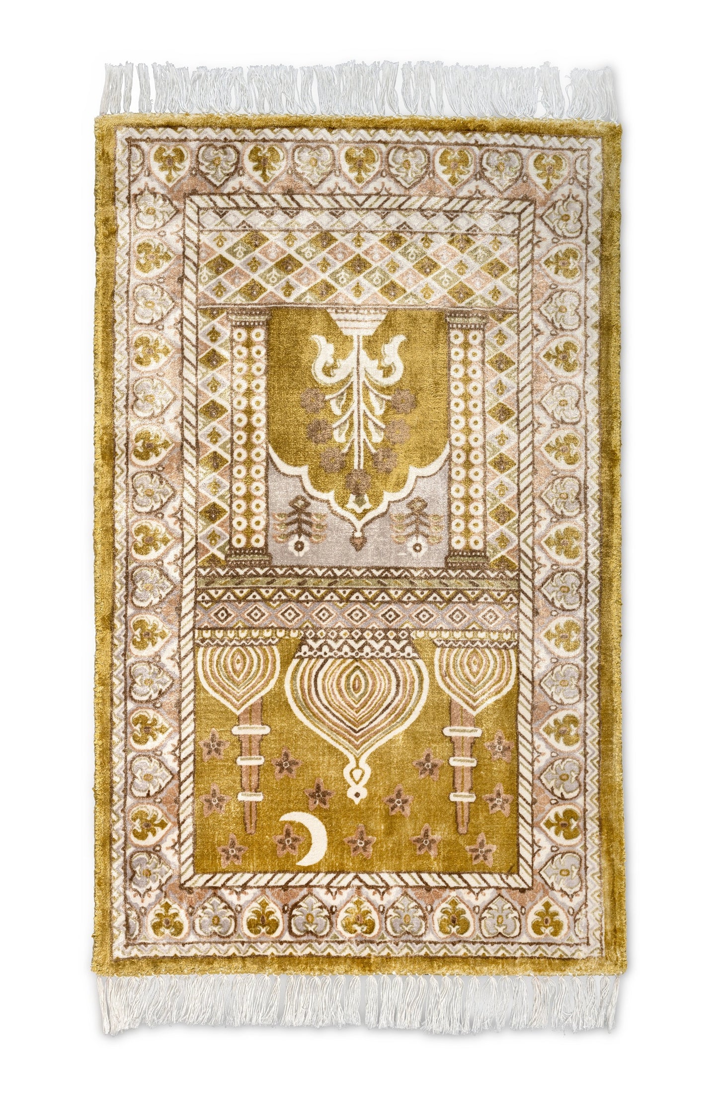Mustard Islamic Viscose Prayer Rug