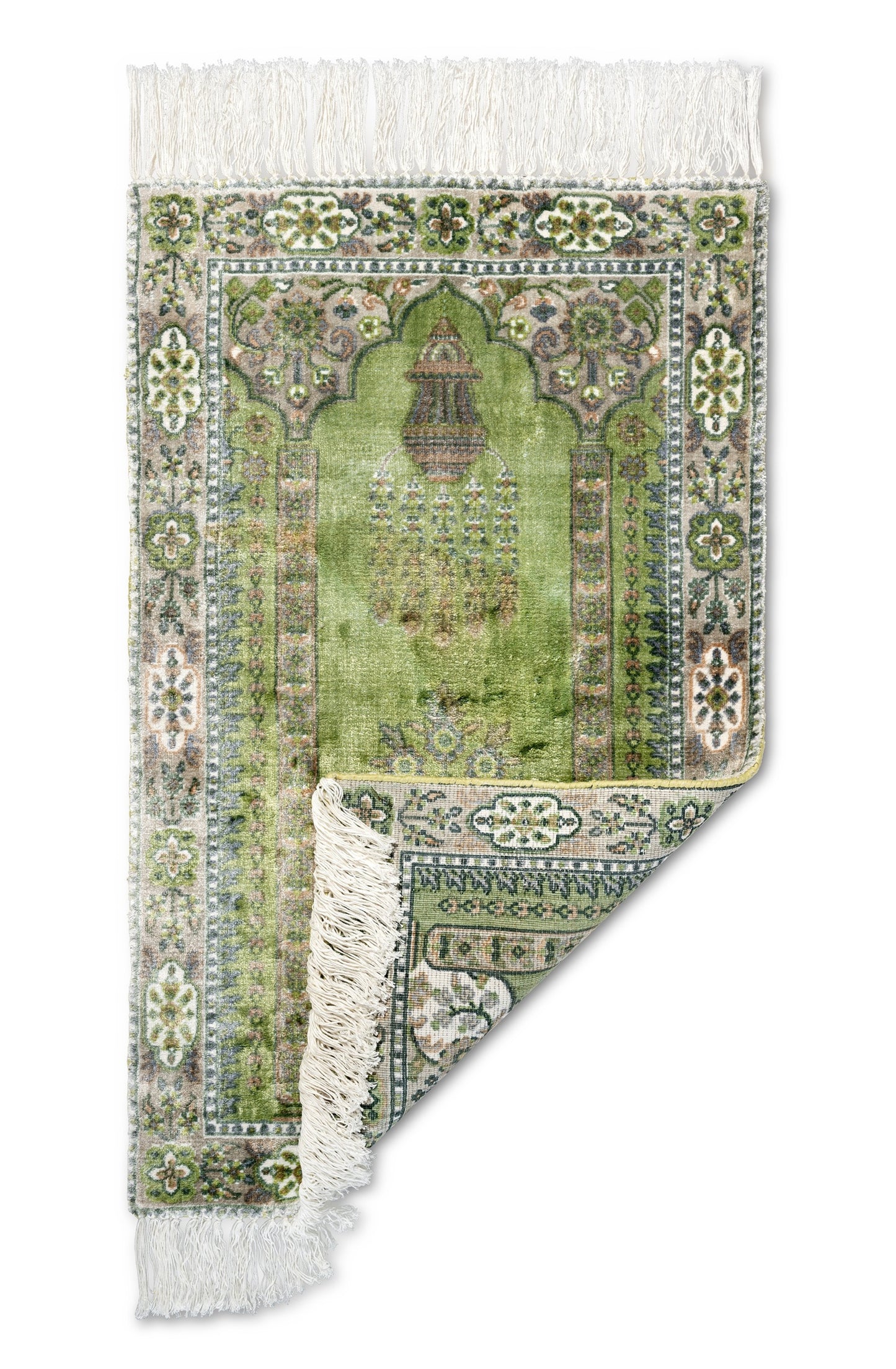 Medium Green Islamic Viscose Prayer Mat