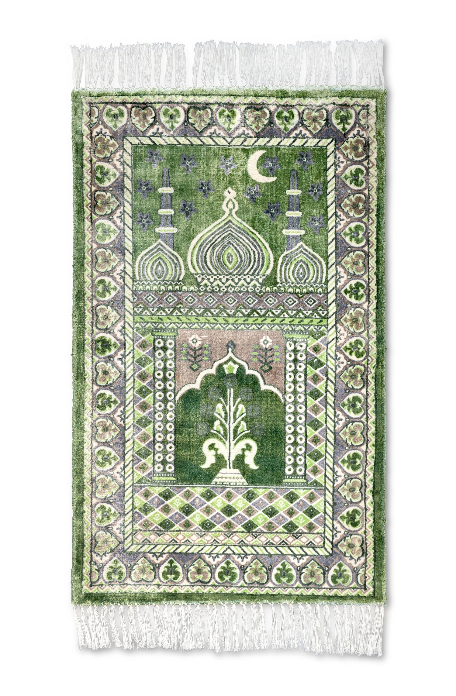 Dark Green Viscose Prayer Rug