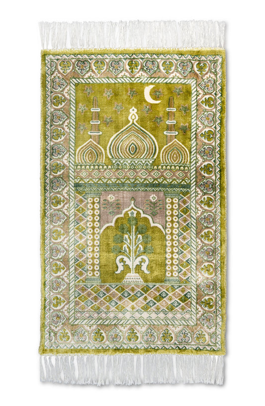 Dark Gold Luxury Viscose Prayer Rug