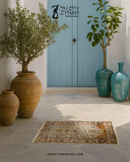 Saffron Blessings Silk Prayer Mat