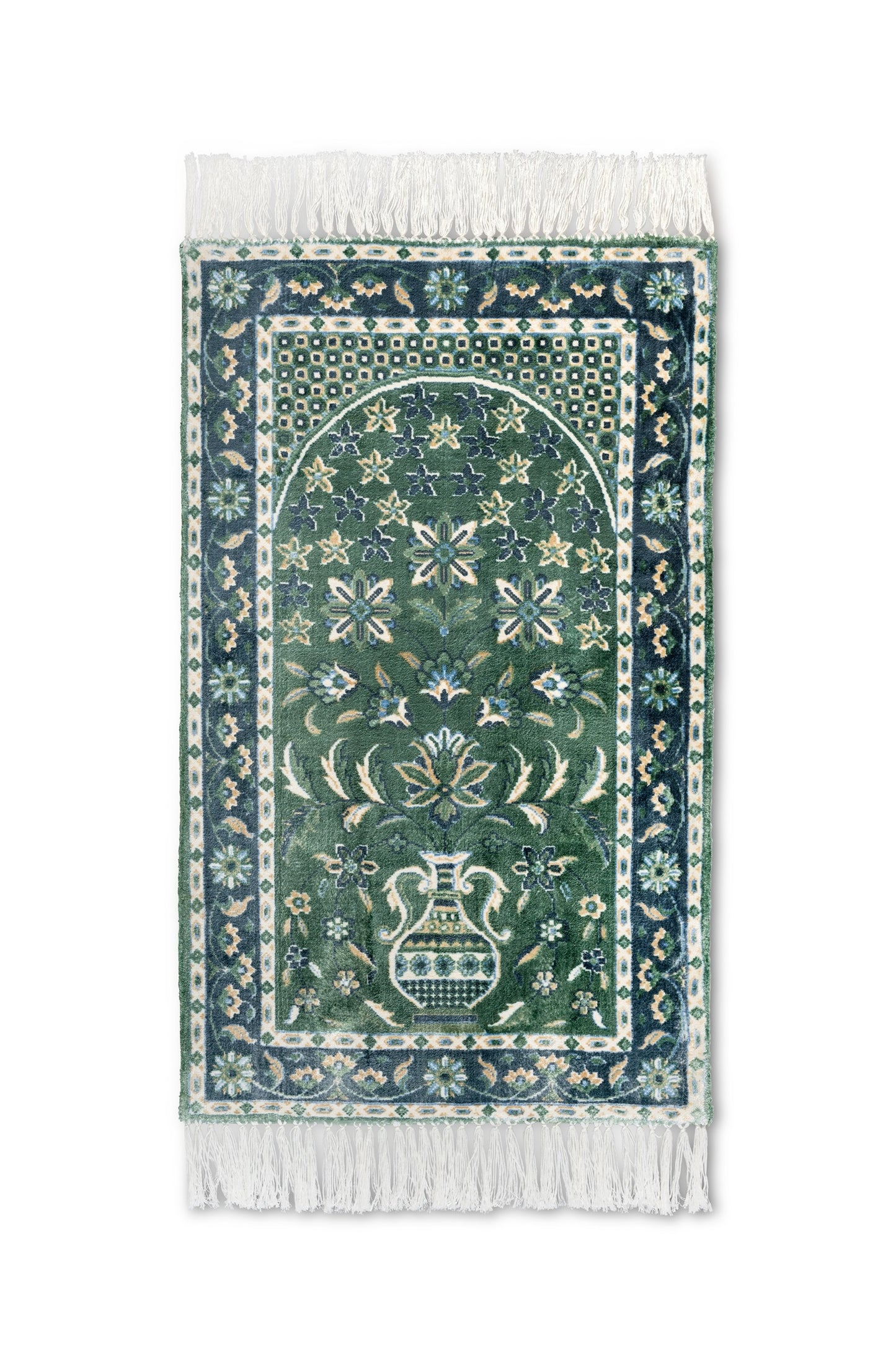 Dark Green Viscose Prayer Rug
