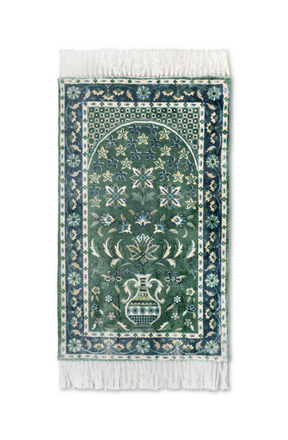 Dark Green Viscose Prayer Rug