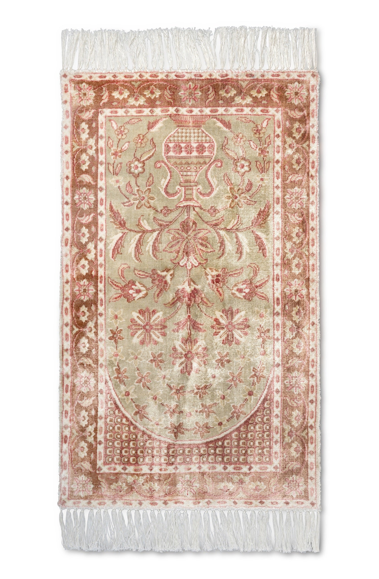 Light Gold & Mocha Handmade Viscose Prayer mat