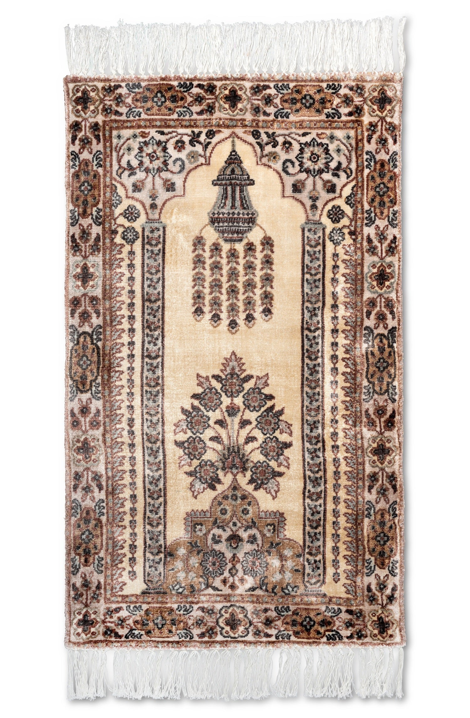 Ivory & Beige Premium Viscose Prayer Mat – Zynah Rugs