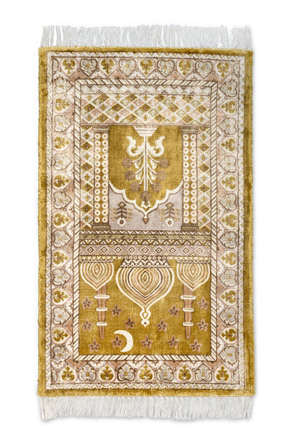 Mustard Islamic Viscose Prayer Rug