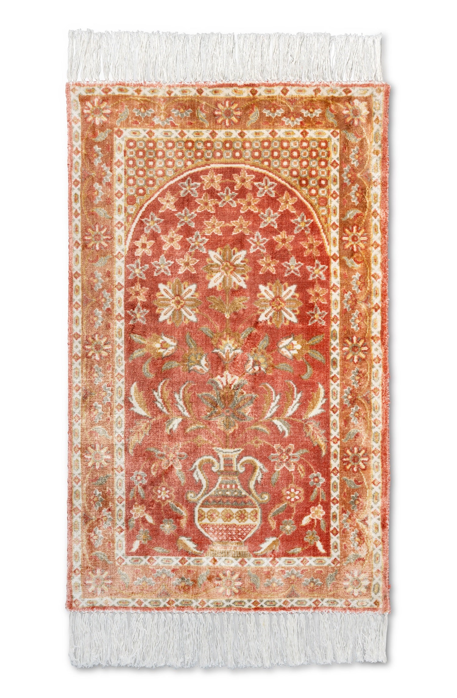 Rust Brown Luxury Viscose Prayer Rug