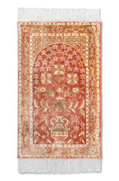 Rust Brown Luxury Viscose Prayer Rug