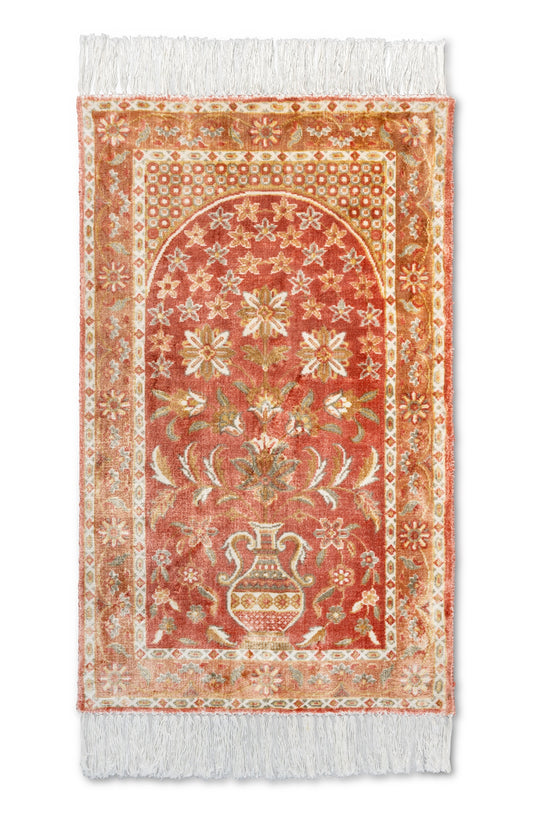 Rust Brown Luxury Viscose Prayer Rug
