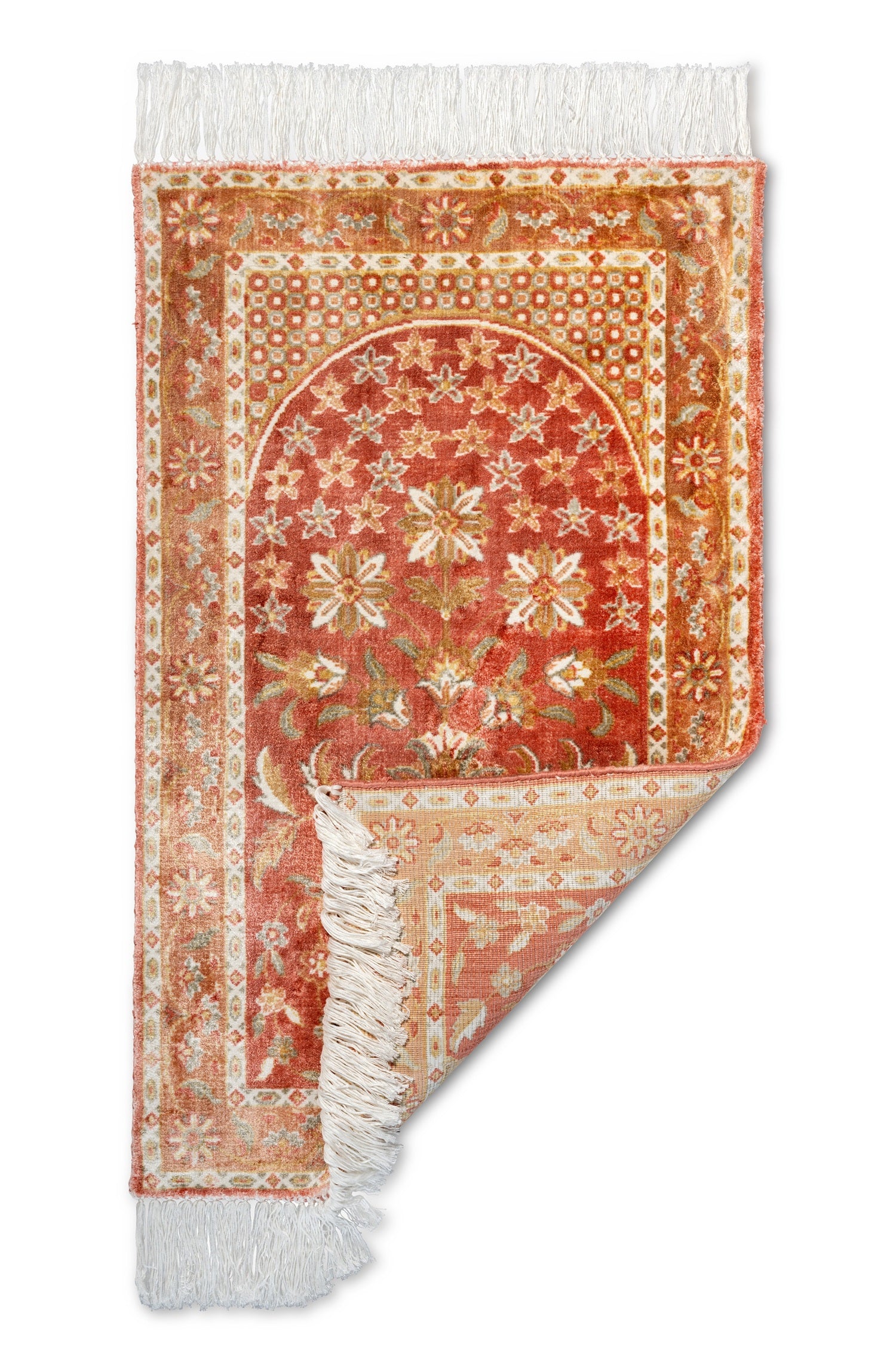 Rust Brown Viscose Prayer Rug