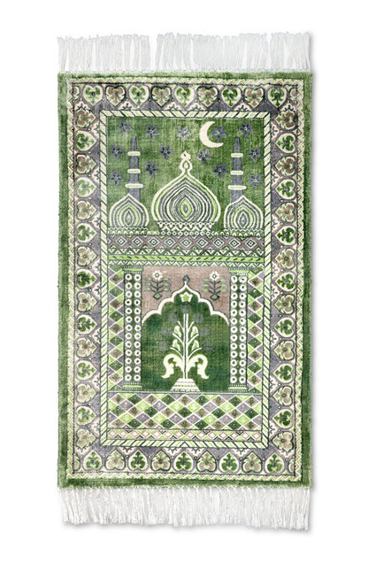 Dark Green Viscose Prayer Rug